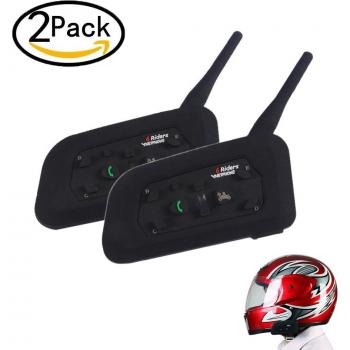 V6 1200M Auriculares Intercomunicador Casco Moto Bluetooth Para Motocicletas Comunicador Auricular Para Intercomunicacion entre 6 Motociclistas 2Pcs