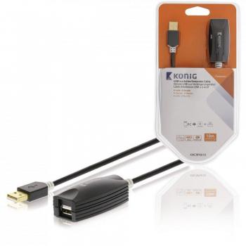 Cable alargador USB 2.0 activo de 10,0 m en color negro