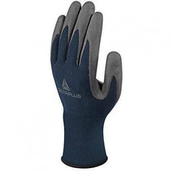 Delta plus Guantes de punto fino VV811GR08, base de agua, 100% poliamida, palma recubierta de poliurea, 15 unidades, color azul marino/gris, talla 08, 120 unidades