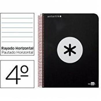 Bloc Antartik A5+ Rayado Horizontal tapa Dura 80 hojas 100gm2 Negro con margen