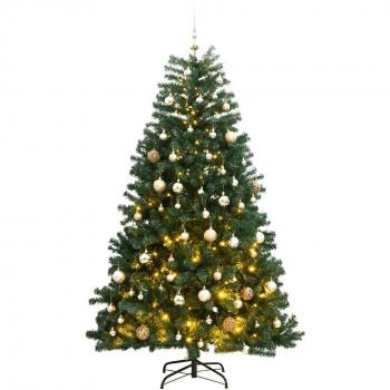 Hinged Artificial Christmas Tree with 150 LEDs & Ball Set, 120 cm
