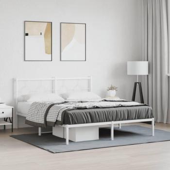 Cama metálica blanca con cabecero 160x200 cm