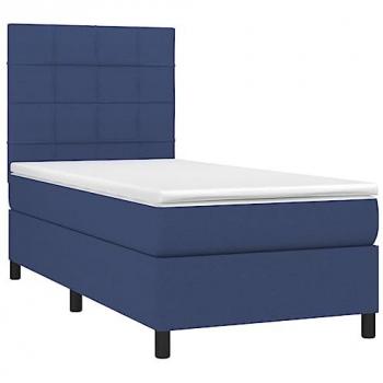 Cama box spring colchón y luces LED tela azul 100x200 cm vidaXL - Azul