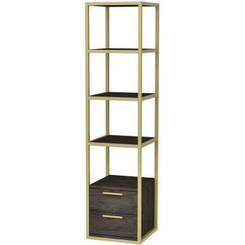 Librería WellHome, 100% tablero aglomerado rechapado en melamina, color oro oscuro gris