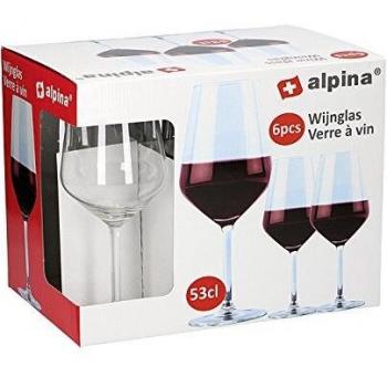 Set de 6 copas de vino tinto Alpina 53 cl, transparentes y aptas para lavavajillas