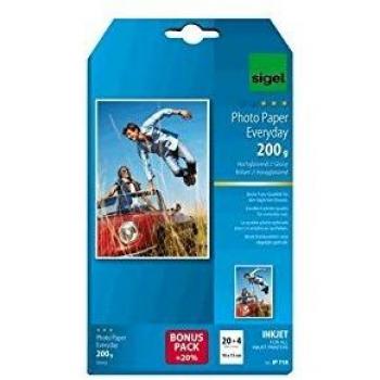 Papel Fotográfico InkJet Everyday Plus 10x15 cm, Brillante, 200 g/m², 24 Hojas