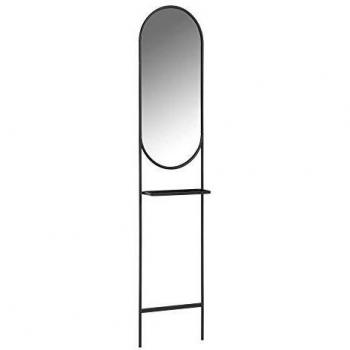 Kave Home - Espejo de pie Zelma Negro 41 x 184 cm con Estante de Acero