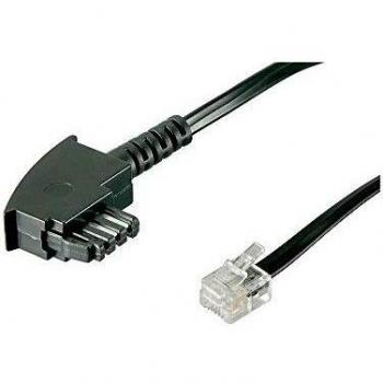 Cable de teléfono TAE-F a RJ11 3m, negro, conexión universal 6P4C