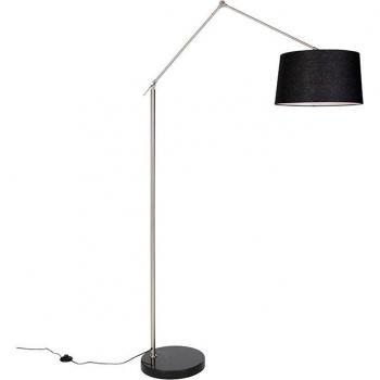 Lámpara de pie moderna de acero negro con pantalla de lino 45 cm - Editor, adecuada para LED, máxima 1 x 60 Watt