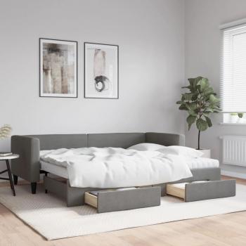 Sofá cama nido extraíble con cajones de tela gris oscuro 80x200 cm
