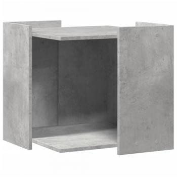 Mueble arenero para gatos de madera gris con hormigón, dimensiones 53x53x51 cm