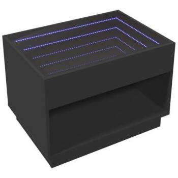 Mesa de centro con Infinity LED negro 70x50x50 cm, mesita de Centro, Mesa Auxiliar, Mesa de salón, mesita decorativa