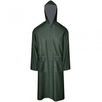 Chubasquero impermeable largo con capucha talla M verde