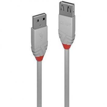 Lindy 2m USB 2.0 Type A Extension Cable, Anthra Line - Grey, Model 36713