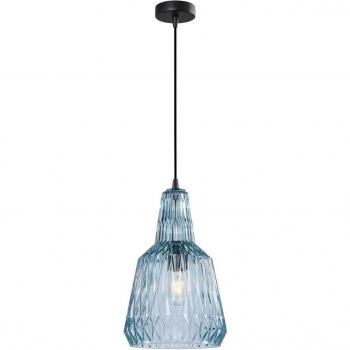 Lámpara colgante Lindby Belarion, azul, 1 luz, cristal, Ø 23 cm, vintage, hecha de vidrio, E27 para salón y comedor