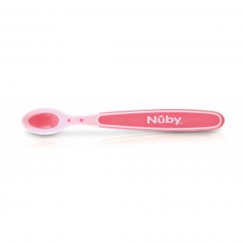Nuby ID5235PINK - Pack 3 cucharas termosensibles con borde suave, 4+ m, color rosa