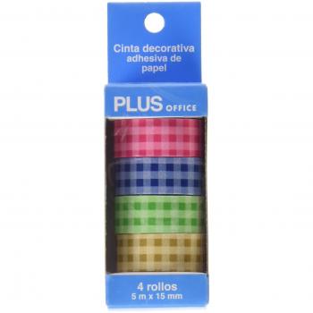 Cinta Adhesiva Decorativa Vichy Plus Office - Pack de 4 Rollos, 5m x 15mm