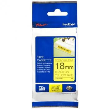 Brother TZe-S641 Strong Adhesive Laminated Tape, Black on Yellow, 18mm x 8m