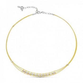 Gargantilla Oro Bicolor 18k Tres Hilos Detalle Piezas Mosquetón Mujer