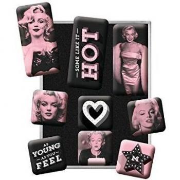 Nostalgic-Art, Juego de Imanes Retro , Marilyn – Regalo para los Aficionados a la Nostalgia, Decoración para la Nevera, Diseño Vintage, 9 Unidades