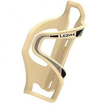 Portabidón Lezyne Flow Cage SL con apertura izquierda, color beige, diseño ligero y resistente, compatible con la mayoría de bicicletas