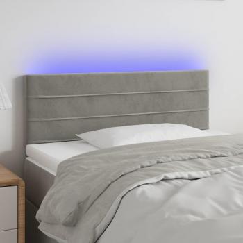 Cabecero LED de terciopelo gris claro 100x5x78/88 cm
