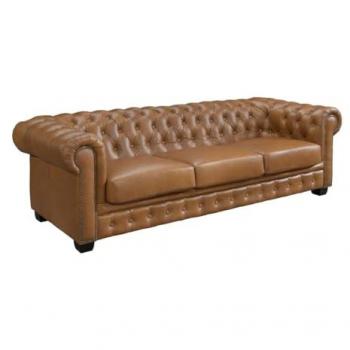 Sofá Chesterfield 4 plazas BRENTON 100% piel de búfalo - Caramelo vintage