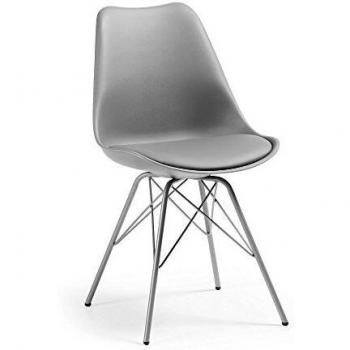 Kave Home - Silla de Comedor Ralf Gris con Asiento Acolchado y Patas de Acero en Gris
