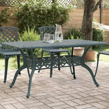 Mesa de jardín aluminio fundido a presión verde 150x90x72 cm