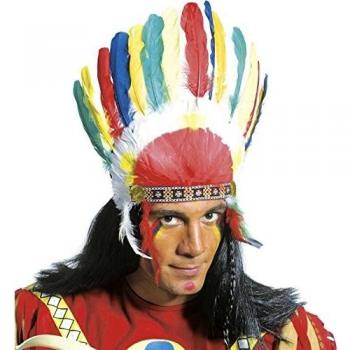 Copricapo Indiano Económico con Plumas Coloridas - Widmann