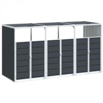 vidaXL Wheelie Bin Storage for Triple Bins Anthracite 216x81x115 cm Steel