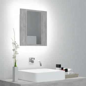 Armario espejo de baño con luz LED gris 40x12x45 cm