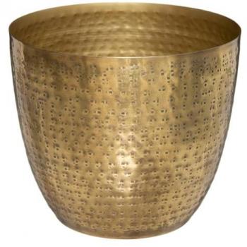 Maceta Oasis en Metal Martillado Dorado D. 18 cm