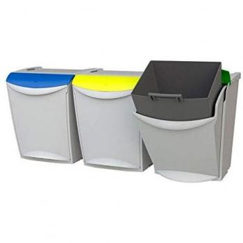 Denox DEN117 Ecosystem Sistema Modular de Reciclaje 25 litros, Gris, 340x300x423 mm