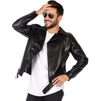Cazadora Negra de Rock para Hombre Estilo Años 60