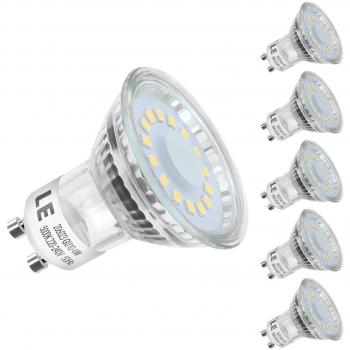 LE Bombillas LED GU10 4W, 50W Halógena, Blanco Luz de Día, Pack de 5