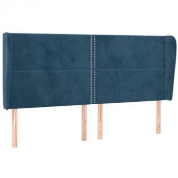 Cabecero con orejas de terciopelo azul oscuro 183x23x118/128 cm