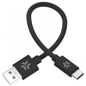 Cable USB-A a USB-C trenzado de algodón negro 30 cm, carga rápida hasta 60 W, compatible con cargadores y Powerbanks