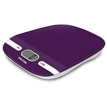 Salter Contour - Báscula de cocina digital, sistema Aquatronic, 5 kg, color violeta
