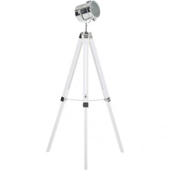 Lámpara de pie industrial blanca de metal 143 cm con proyector y pantalla cilíndrica trípode Alzette