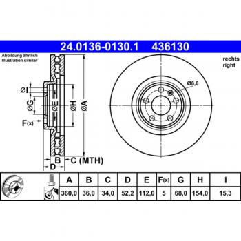 Disco de freno ATE 24.0136-0130.1, frente, ventilado, altamente carbonizado, 1 pieza