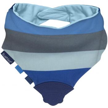 Kushies Chewbib - Babero bandana con mordedor - Rayas azules
