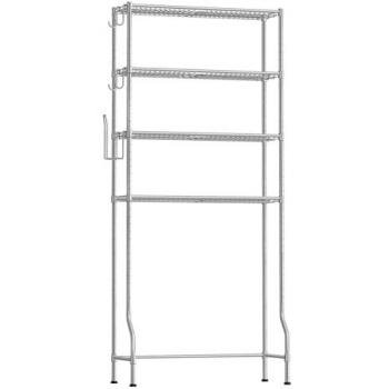 Estantería de Baño sobre Inodoro de Metal con 4 Estantes Ajustables, Ganchos y Portarrollos, Ahorro de Espacio, Dimensiones 30x83x176 cm, Color Gris Paloma