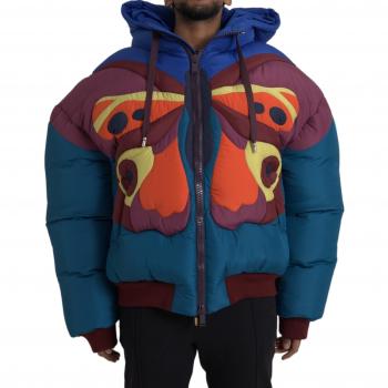 Dolce & Gabbana Multicolor Butterfly Hooded Puffer Jacket - IT52 | XL