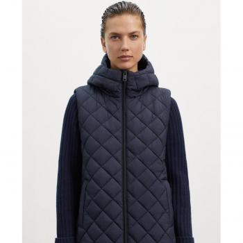 Chaleco Mara marino Ecoalf con capucha y bolsillos laterales, ideal para mujer