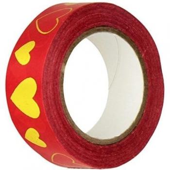 Little B Decorativo Cinta 15 mm x 10 m Oro de Corazones Rojo