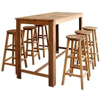 vidaXL Bar Table and Stool Set 7 Pieces Solid Acacia Wood