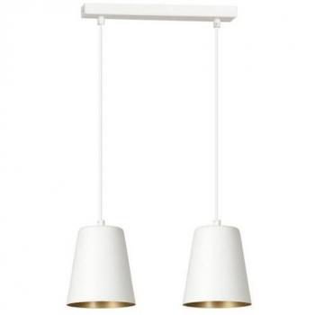 Lámpara de Suspensión Milargo EPIKASA, Acero con Recubrimiento de Polvo, Blanco y Oro, 40x100x14 cm
