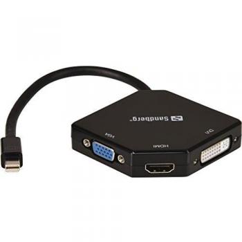 Sandberg Mini DP HDMI+DVI+VGA - Adaptador de Cable, Color Negro