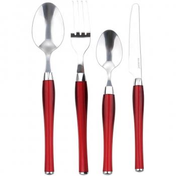 Renberg Cubertería de 24 Piezas en Acero Inoxidable, Rojo, Centimeters